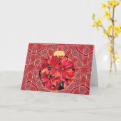 ヴィンテージポインセチアオーナメントクリスマスカード カード (黄色い花)