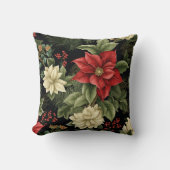ヴィンテージポインセチア模様クリスマス クッション (正面)
