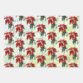 ヴィンテージポインセチア模様 ラッピングペーパーシート (正面)