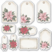 ヴィンテージポインセチア注カードEphemeraスタンプ シール (正面)