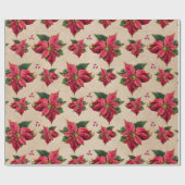 ヴィンテージポインセチア金ゴールドの概要 ラッピングペーパー (フラット)