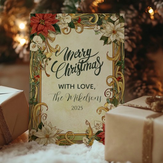 ヴィンテージポインセチア・クリスマス シーズンカード