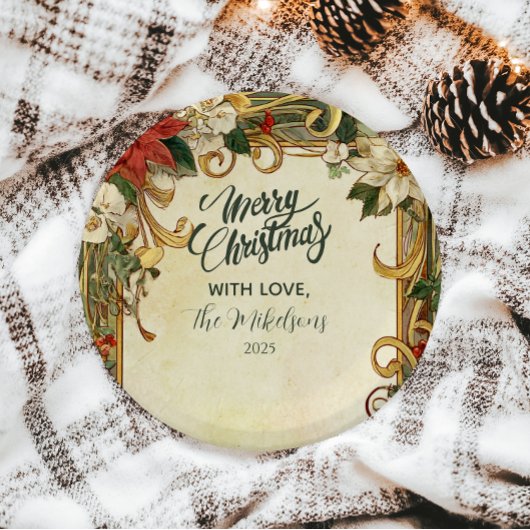 ヴィンテージポインセチア・クリスマス ペーパープレート