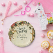 ヴィンテージポインセチア・クリスマス ペーパープレート (パーティー)