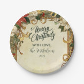 ヴィンテージポインセチア・クリスマス ペーパープレート (正面)