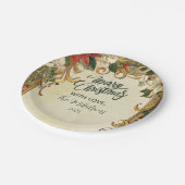 ヴィンテージポインセチア・クリスマス ペーパープレート (アングル)