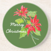ヴィンテージポインセチア・メリークリスマス コースター (正面)