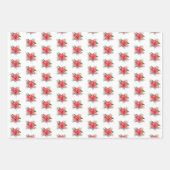 ヴィンテージポインセチア、鳥とピネコン ラッピングペーパーシート (正面2)