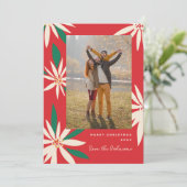 ヴィンテージポインセティアスクリスマスフォト垂直 シーズンカード (スタンド正面)