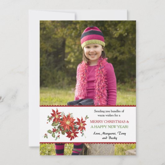 ヴィンテージポインセティアスフォトホリデーカード シーズンカード (正面)