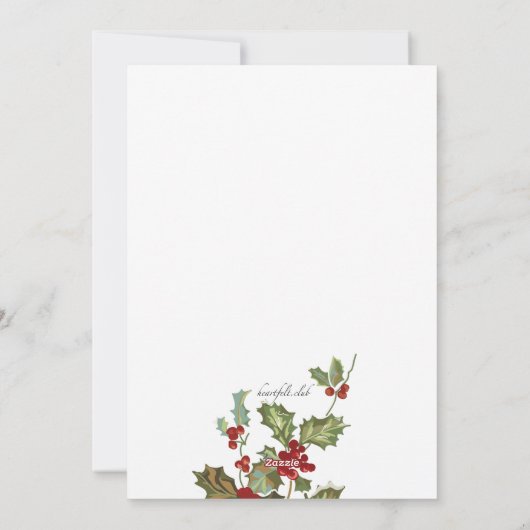 ヴィンテージポインセティアスフラットホリデーカード シーズンカード (裏面)