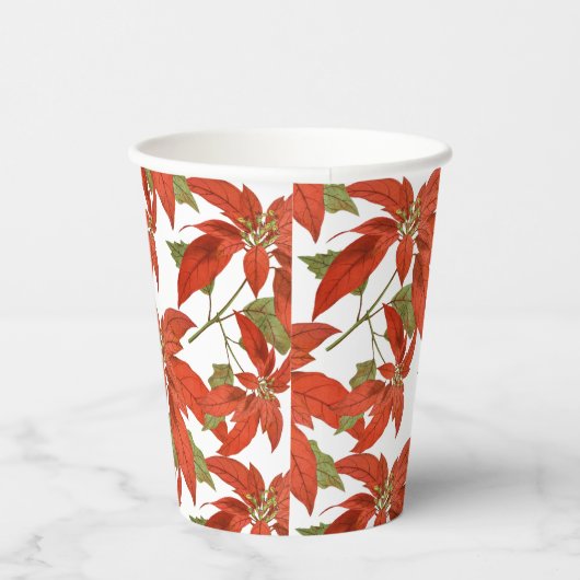 ヴィンテージポインセティアスメリークリスマス 紙コップ (右)
