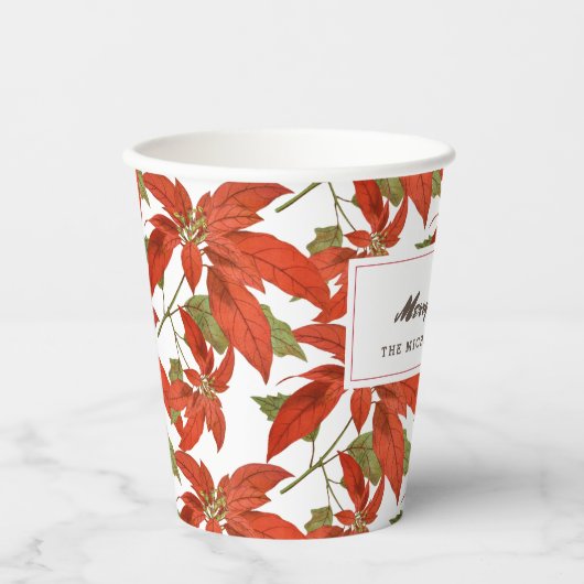 ヴィンテージポインセティアスメリークリスマス 紙コップ (正面)