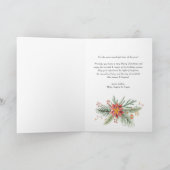 ヴィンテージポインセティアス松の針クリスマスフォト シーズンカード (内部)