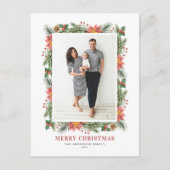 ヴィンテージポインセティアス松の針クリスマスフォト シーズンポストカード (正面)