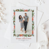 ヴィンテージポインセティアス松の針クリスマスフォト シーズンポストカード
