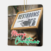 ヴィンテージポインティングハンドトイレの標識 セラミックオーナメント (左)