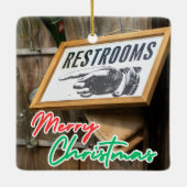 ヴィンテージポインティングハンドトイレの標識 セラミックオーナメント (裏面)