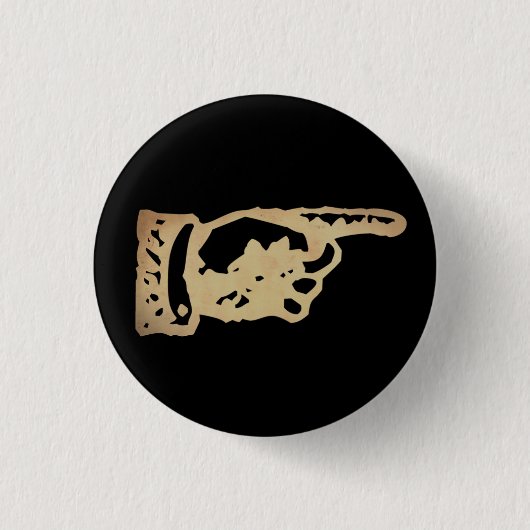 ヴィンテージポインティングハンド – 暗 缶バッジ (正面)