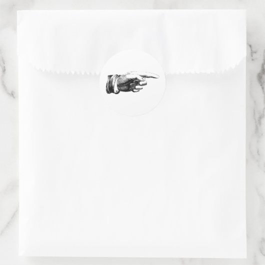 ヴィンテージポインティングフィンガーの黒と白のシール ラウンドシール (バッグ)