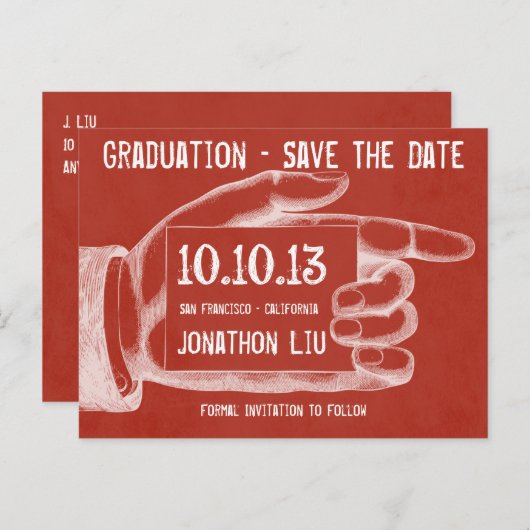 ヴィンテージポインティングフィンガーシャルボード日付を保存 案内ポストカード (正面/裏面)