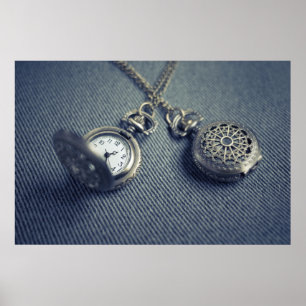 ヴィンテージポケットウォッチLocket Steampunkフォトポスター ポスター