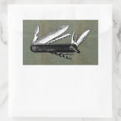 ヴィンテージポケットナイフアート 長方形シール (バッグ)