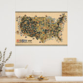 ヴィンテージポスターの統一された州地図 ポスター (キッチン)