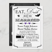 ヴィンテージポスターウエディング招待-ハロウィーン、紫 招待状 (正面/裏面)