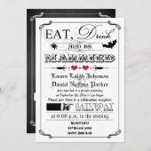 ヴィンテージポスターウエディング招待-ハロウィーン、赤 招待状 (正面/裏面)