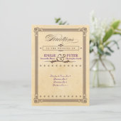 ヴィンテージポスタークリーム結婚&ブラウンの方向性 エンクロージャーカード (スタンド正面)