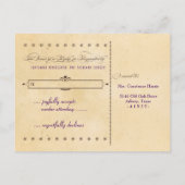 ヴィンテージポスタークリーム&ブラウンウェディングRSVPポストカード インビテーションポストカード (裏面)