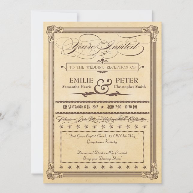 ヴィンテージポスタークリーム，ブラウン披露宴のみ結婚の (正面)