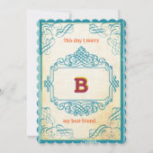 ヴィンテージポスタースタイルアクアオレンジクランベリーイエロー 招待状 (正面)