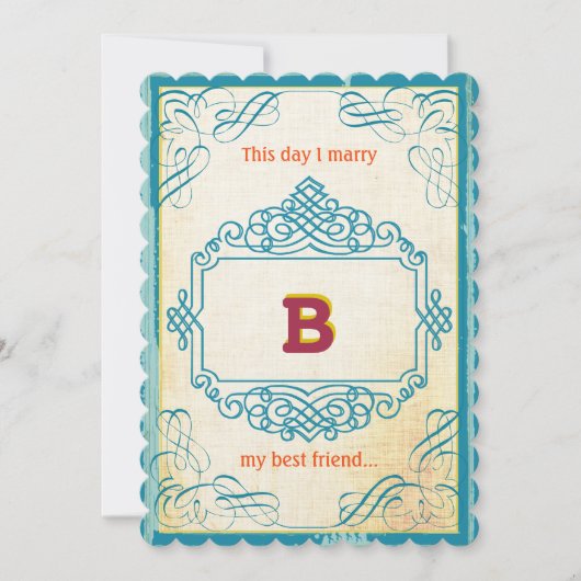 ヴィンテージポスタースタイルアクアオレンジクランベリーイエロー 招待状 (正面)