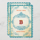 ヴィンテージポスタースタイルアクアオレンジクランベリーイエロー 招待状 (正面/裏面)