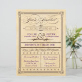 ヴィンテージポスタースタイルクリーム&ブラウンウェディング招待 招待状 (スタンド正面)