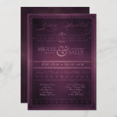 ヴィンテージポスタースタイルパープルカスタム 招待状 (正面/裏面)
