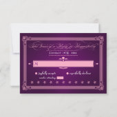 ヴィンテージポスタースタイルパープルRSVPカード 出欠カード (裏面)