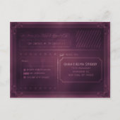 ヴィンテージポスタースタイルパープルRSVPポストカード インビテーションポストカード (裏面)