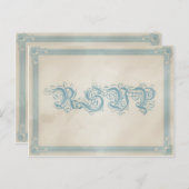 ヴィンテージポスタースタイルブラウン&ブルーRSVPポストカード インビテーションポストカード (正面/裏面)
