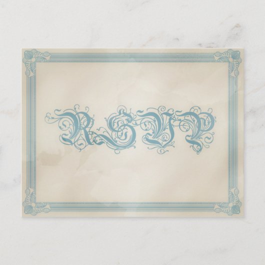 ヴィンテージポスタースタイルブラウン&ブルーRSVPポストカード インビテーションポストカード (正面)