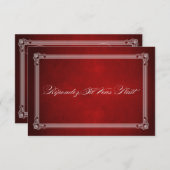 ヴィンテージポスタースタイルレッド&シルバーミールチョイスRSVP 出欠カード (正面/裏面)