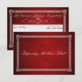 ヴィンテージポスタースタイルレッド&シルバーミールチョイスRSVP 出欠カード (正面/裏面)