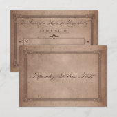 ヴィンテージポスタースタイル素朴ココアウェディングRSVP 出欠カード (正面/裏面)