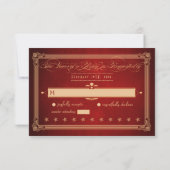ヴィンテージポスタースタイル豪華な赤い結婚式RSVP 出欠カード (裏面)