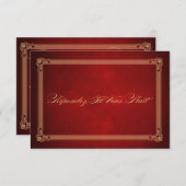 ヴィンテージポスタースタイル豪華な赤い結婚式RSVP 出欠カード (正面/裏面)