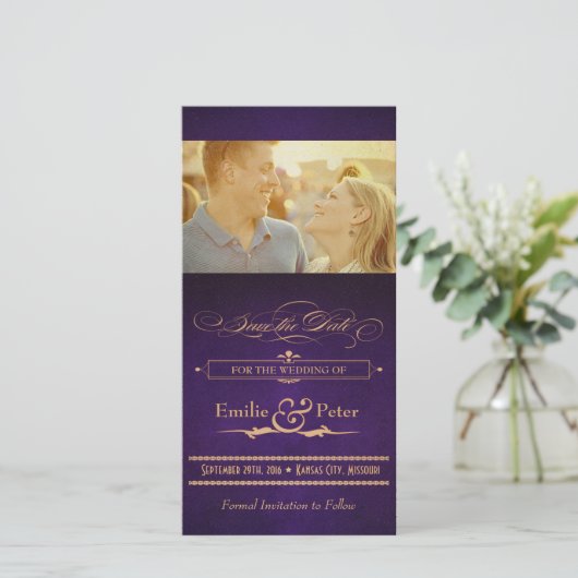 ヴィンテージポスターナス紫の日付を保存 セーブザデート