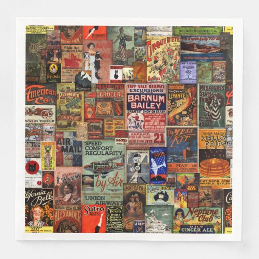 ヴィンテージポスターナプキンスまたはデコページ紙 (正面)