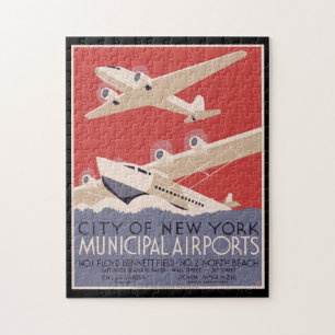 ヴィンテージポスターニューヨーク市のMunicipal空港 ジグソーパズル